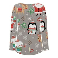 Ženska božićna košulja Snowflake Xmas Tree Reindeer Grafic Sakrij trbuh Henley bluza Casual Dugme Dugme