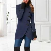 PXiakgy zimski kaputi za žene Žene pune boje casual patent zatvarač s kapuljačom dugim kaputama Navy