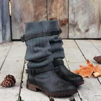 HOMCHY cipele za žene za žene zimske i jesenske duge guste pete Antiskidne cipele s čarapama