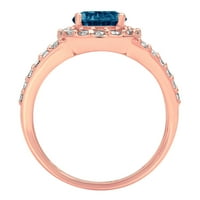 2. CT sjajan ovalni rez prozirni simulirani dijamant 18k ružičasto zlato halo pasijans sa accentima prsten sz 4.75