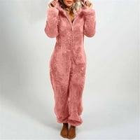 Follure ženske udarce s dugim rukavima pidžama casual zimska topla rompe spavanje ružičaste m