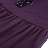 Bikopu Womne plus veličina hladnog ramena rukava čipka za Halloween haljina nepravilna mreža čipka za haljinu struk Gotic Purple Crno