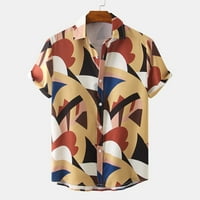 Košulje za muškarce muško ljetno casual geometrijske košulje s kratkim rukavima odvojite košulju ogrlice