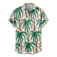Muška havajska majica kratki rukav casual gumb prema dolje prugaste boje u boji tiskane majice na plaži