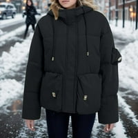 Vučena ženska jakna za žensku jakna zimske modne čvrste kapuljače kratki podstavljeni kaput topli pamučni