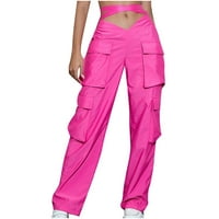 Žene niske tegodne hlače Casual Baggy Multi-džepovi široki nogovi joggeri Y2K padobranske pantalone
