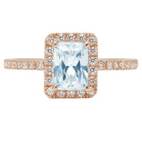 1.86ct smaragdni rez plavi simulirani dijamant 18k ružičasto zlato Angažovanje halo prstena veličine
