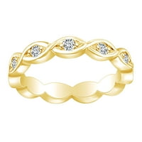0. Carat okrugli rez bijeli prirodni dijamant Cijeli vjetar vjenčani prsten u 14K čvrstog žutog zlatnog