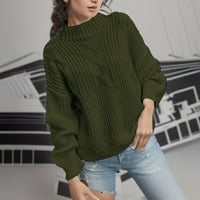 Riforla Ženski pulover za okrugli vrat sa uzorkama duga rukava vuna, idealna za proljeće i jesenji ženski pulover džemper zeleni l