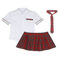 Iiniim ženske japanske školske uniforme Cosplay kostimi s mini saglasnim suknjem ploča veličine S-4XL bijeli i crveni m