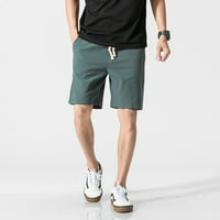 Labakihah muški kratke hlače musko ljetno pamučno posteljina labava pet hlača muške velike hlače za hlače na plaži zelene boje