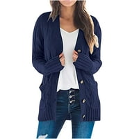 Pamučni džemperi za žene Cardigan Otvoreno Prednja plus veličina Knit Cardigani Labavi Slouchy Preveliki