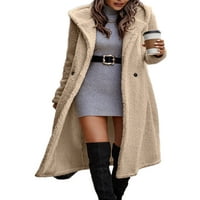 Beiwei ženska jakna dugih rukava od kaputa s dugim rukavima, kaput od punog boja, duksevi kapuljača