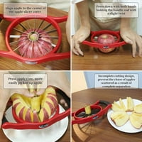 Klzo Apple Slicer Corer, 16-rez [velike veličine] Izdržljivi teški pribor za jabuke, rezač, razdjelni uređaj, klizanje, integrirani dizajnerski voće i povrće Slicer za jabuku, krompir, luk i više, crveno
