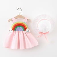 Sdjma Toddler Kids Baby Girl Ljeto Boja Rainbow Cloud Suskmen suknja sa šeširom
