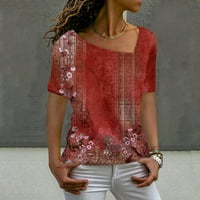 Ljetne vruće košulje za ženske ljetne modne ležerne retro V retctisckirane majice kratkih rukava