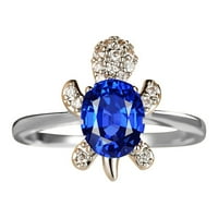 Kizly prstenovi, kreativni nakit W Hite Gold i Blue Diamond kornjače Muškarci Modni OL vjetrovitosti,