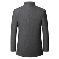 Zimski kaputi za muškarce casual modne postolje ovratnik vuneni woolen windbreaker sa džepovima siva