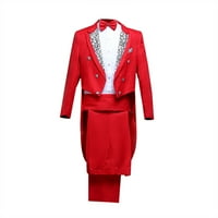 Muška haljina Tuxedo odijelo za performanse odjeće magičarske performanse odjeću četverodijelno odijelo crveno