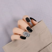 Čvrsti crni nokti s slatkim i šarmantnim lažnim noktima za višekratnu upotrebu za fingernail diy ornament