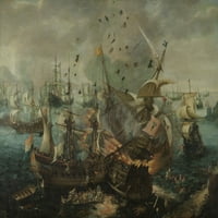 Eksplozija španskog vodeća za vrijeme bitke kod Gibraltarskog plakata