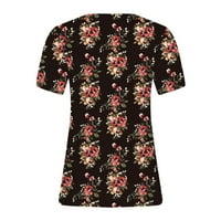 Ženske plus majice plus veličina Žene casual kratkih latica tiskani s majica V-izrez Loose Tops bluza