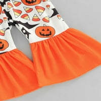 Toddler Baby Girl Halloween Odeća za Halloween Slovo s dugim rukavima vrhovi zvona za dno bundeve s