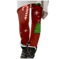 Knosfeške noge Pantyhose Ležerne prilike obložen runom visokim strukom Božićni stil Print Bespretring Neprozirne toplotne debele baršunaste zime plus veličine zelena l