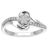 Araiya 10k bijeli zlatni dijamantni prsten za cvijeće, veličina 8.5