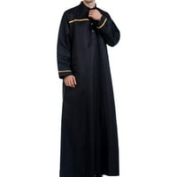 Muški muslimanski ogrtač Arab Srednji ogrtač dugih rukava sa velikim rukavima izvezeni stojeći džep