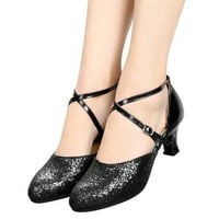 Sandale za ženske latino plesne cipele sandale sa sandalama petela sa balzemlja Salsa Tango Party Sequin plesne cipele Crne