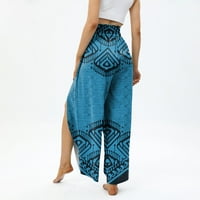 Amousa ženske splitske hlače modni vitki fit elastični struk nepravilne rublje tiskane hlače