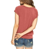 Xiuh Ženska ljetna casual Solid Color Print Short rukav labav majica Bluza TOP WOMENS Bluze i vrhovi Ležerne prilike Pink XL