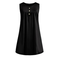 Cuoff Ljetne haljine za žene modna casual haljina V-izrez bez rukava bez rukava prsluk na plaži crna