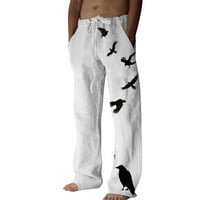 Muške hlače Pamuk od tiskane posteljine džepove čipkaste hlače Velike veličine hlače modne casual pantalone