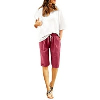 IOPQO Hlače za ženske garderne hlače za muškarce Žene Ljetne pamučne hlače plus veličina kratkih kratkih