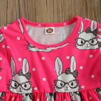 Bagilaanoe Toddler Baby Girl Easter Day Outfits Crtani print majice s dugim rukavima Tors + Ripped Jeans