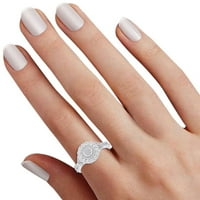 Carat okrugli rezani prirodni bijeli dijamantni okvir za angažman za žene u 14k bijelo zlato iznad srebra,