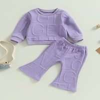 Frobukio Toddler Kids Girls Dukserice hlače setovi s dugim rukavima Crewneck pulover duge hlače setovi