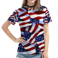 Ženske košulje za zastavu 4. jula T-majice Star Print kratkih rukava Crewneck Patriotic Tees American Flag