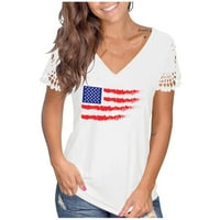 Ženski ljetni vrhovi ženske majice Patriotska majica Vintage Ispis Grafički odmor Tee Majica Dame Top White S