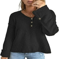 Dabuliu Women Toar DumetShirt Loose dugme Pletene sa ramena na vrhu pada zimske modne džemper s dugim