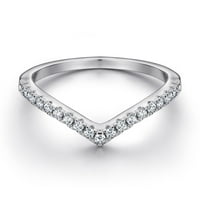 Toyella srebrna polu-dužina Ringe Diamond V Inde prsten za prste Platinum V Word 10Eauty kod