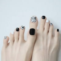 Sjajni lažni nokti, crni bijeli leopard Ispiši lažne nokte za žene djevojke Jelly ljepilo model