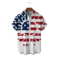 Muške majice Dan neovisnosti Američka zastava Laisure Button Plaža Kratki rukav Tee