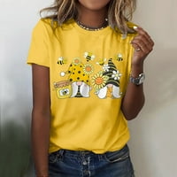 Žene T majice Pulover vrhovi Bee Festival Print Yellow XL