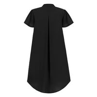 Ženske haljine klirence Dužina gležnja kratkih rukava labav omotač otisnuta V-izrez ljetna haljina crna