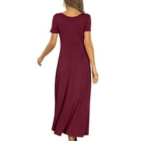 Žene Ljeto Dugi haljina Kratki rukav Ležerne prilike Flowy Visoka ženska haljina za žene XL XL