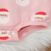 Jaweiwi Baby Girls Proljeće Ležerne prilike za rubne rukave O vrat Santa Claus ReySuit, ružičasta veličina