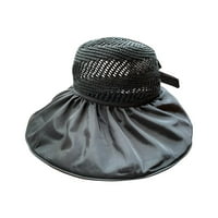 Kaubojski šeširi Fisherman šešir žene modne čvrste boje tkanje izdubljeno sa vetrovnim kapicom kapu za sunčanje crna veličina